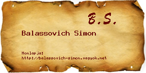 Balassovich Simon névjegykártya